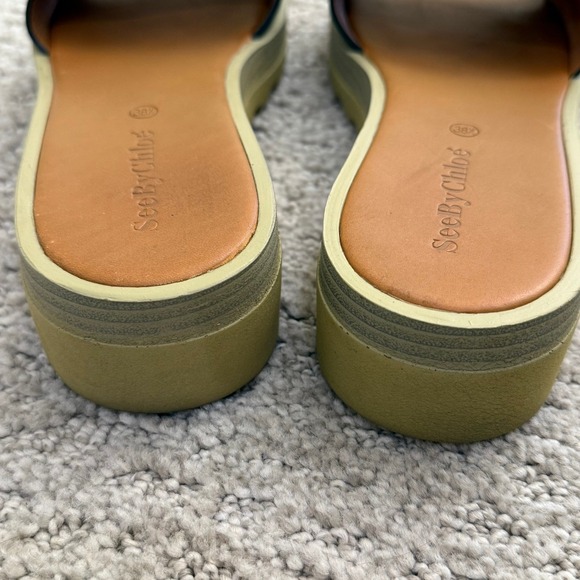 See By Chloe Black Leather Platform Slide Sandals Women 8.5 - Picture 8 of 9